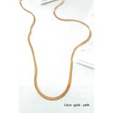 Uzun İtalyan Çelik Kolye-60cm - Altın