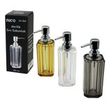 UZUN KARE TABAN -SEKİZGEN GÖVDE ŞEFFAF - RENKLİ AKRİLİK - MİKA KRİSTAL SIVI SABUNLUK 200ML (5264)