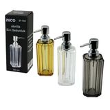 UZUN KARE TABAN -SEKİZGEN GÖVDE ŞEFFAF - RENKLİ AKRİLİK - MİKA KRİSTAL SIVI SABUNLUK 200ML GO-53-vic