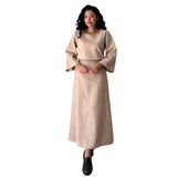 Uzun Kaşe Bluz-Etek Takımı (2li Takım) (Bej, 2XL-3XL)