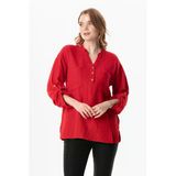 Uzun Kol Asu Yazlık Müslin Bluz Kırmızı Krmz L/Xl Kırmızı