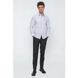 Uzun Kol Baskılı Biritli Yaka Slim Fit Dar Kesim Klasik Gömlek 1004220922 Koyu Lacivert