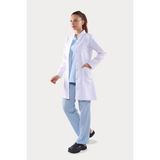 Uzun Kol Beyaz Orta Boy Hakim Yaka Doktor Hemşire Öğretmen Önlüğü Alpaka Kumaş - XS