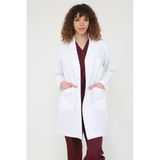 Uzun Kol Beyaz Unisex Önlük Ceket Boy Apaş Yaka Doktor Hemşire Öğretmen Önlüğü