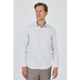 Uzun Kol Çizgili Desen Bez Ayağı İtalyan Yaka Cepsiz Esnek Classic Slim Fit Gömlek 1004250202