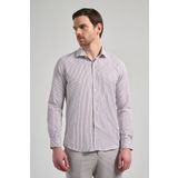 Uzun Kol Çizgili Desen Bez Ayağı İtalyan Yaka Cepsiz Pamuklu Classic Slim Fit Gömlek 1004250180
