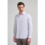 Uzun Kol Çizgili Desen Bez Ayağı İtalyan Yaka Cepsiz Pamuklu Classic Slim Fit Gömlek 1004250181