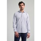 Uzun Kol Çizgili Desen Bez Ayağı Sert Yaka Cepsiz Esnek Classic Slim Fit Gömlek 1004250158