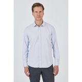 Uzun Kol Desenli Armürlü Sert Yaka Cepsiz Pamuklu Classic Slim Fit Gömlek 1004250184 - Koyu Lacivert