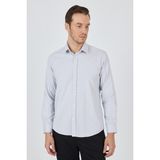 Uzun Kol Desenli Armürlü Sert Yaka Cepsiz Pamuklu Classic Slim Fit Gömlek 1004250184 - Siyah - XL