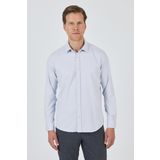 Uzun Kol Desenli Armürlü Sert Yaka Cepsiz Pamuklu Classic Slim Fit Gömlek 1004250184