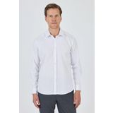 Uzun Kol Desenli Armürlü Sert Yaka Cepsiz Pamuklu Classic Slim Fit Gömlek 1004250185