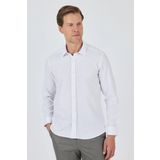 Uzun Kol Desenli Armürlü Sert Yaka Cepsiz Pamuklu Classic Slim Fit Gömlek 1004250191