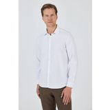 Uzun Kol Desenli Armürlü Sert Yaka Cepsiz Pamuklu Classic Slim Fit Gömlek 1004250194