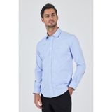 Uzun Kol Düz Bez Ayağı Sert Yaka Cepsiz Pamuklu Classic Slim Fit Gömlek 1004250195 - Koyu Mavi