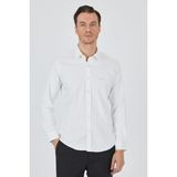 Uzun Kol Düz Bez Ayağı Sert Yaka Cepsiz Pamuklu Classic Slim Fit Gömlek 1004250211 - Açık Krem