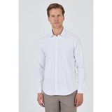 Uzun Kol Düz Bez Ayağı Sert Yaka Cepsiz Pamuklu Classic Slim Fit Gömlek 1004250211 - Beyaz