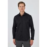 Uzun Kol Düz Bez Ayağı Sert Yaka Cepsiz Pamuklu Classic Slim Fit Gömlek 1004250211 - Siyah