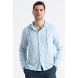 Uzun Kol Erkek Kapüşonlu Yazlık Müslin Sweatshirt Buz Mavi Bmv