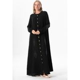 Uzun Kol Laçin Baskılı Müslin Mevsimlik Ferace Siyah Syh - 2XL - 3XL