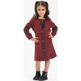 Uzun Kol Mahur Çocuk Pazen Sonbahar ve Kışlık Elbise Bordo Brd - 4 - 5 Yaş