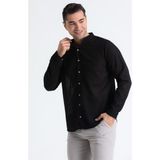 Uzun Kol Poplin Ege Erkek Yazlık Gömlek Siyah Syh - XL