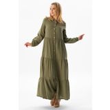 Uzun Kol Sezen Mevsimlik Müslin Ferace Haki Hk