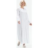 Uzun Kol Şile Bezi Simli Kaftan Midi Boy Yazlık Elbise Beyaz Byz