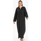 Uzun Kol Şile Bezi Simli Kaftan Midi Boy Yazlık Elbise Siyah Syh