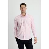 Uzun Kol Slim Fit Dar Kesim Ekose Pamuklu Gömlek - Toz Pembe