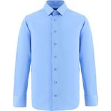 Uzun Kol Slim Fit Dar Kesim Non Iron Klasik Saten Pamuk Gömlek - Aqua Blue