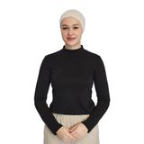 Uzun Kollu Balıkçı Yakalı Organik Kadın Body, Siyah, S/M