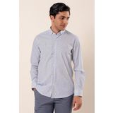 Uzun Kollu Baskılı Cepsiz Pamuklu Likralı Klasik Slim Fit Dar Kesim Gömlek 1004230115 Koyu Lacivert