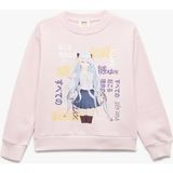 Uzun Kollu Bisiklet Yaka Şardonlu Anime Baskılı Sweatshirt - 7 - 8 Yaş - Pembe