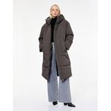 Uzun Kollu Cepli Kapüşonlu Anorak Su İtici Uzun Oversize Şişme Mont