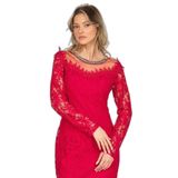 Uzun Kollu Dantelli Abiye Elbise 5279659