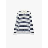 Uzun Kollu Düğmeli Çizgili Polo Yaka Sweatshirt