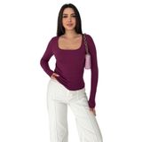 Uzun Kollu Fit Bluz – Brown Essence, mor, s