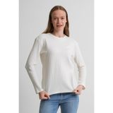 Uzun Kollu Fitilli Basic Kadın Sweatshirt BEYAZ 3XL