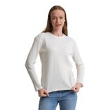 Uzun Kollu Fitilli Basic Kadın Sweatshirt BEYAZ M