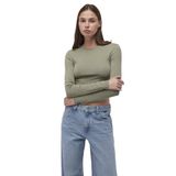 Uzun Kollu Haki Crop Basic Tişört Crop/Kısa Kesim 1612822-71818 Yeşil-71818 M