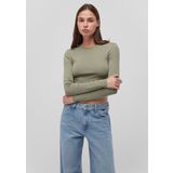 Uzun Kollu Haki Crop Basic Tişört Crop/Kısa Kesim 1612822-71818 Yeşil-71818 XS