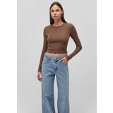 Uzun Kollu Kahverengi Crop Basic Tişört Crop/Kısa Kesim 1612822-81959 Kahverengi-81959 XS