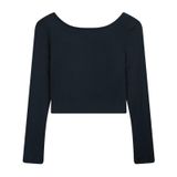 Uzun Kollu Kayık Yaka Crop Antrasit Sweatshırt