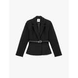 Uzun Kollu Kemer Detaylı Peplum Blazer Ceket
