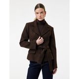 Uzun Kollu Kemer Detaylı Tüvit Blazer Ceket