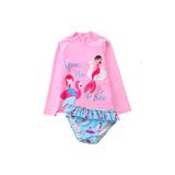 Uzun Kollu Mermaid Denizkizi Aplike Uv Korumali Pembe Mavi Kız Çocuk Mayo