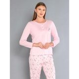 Uzun Kollu Patlı Pijama Takımı - Yazlık Çiçek Desenli Yumuşak Milan Kumaş - Poppy 59-02 (M, L, Xl, Xxl) - Pembe