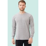 Uzun Kollu Tshirt 50 Pamuk Polyester Gaura Basic Shirt Rahat Şık Tasarım Günlük Kombinler - Gri Melanj - XL