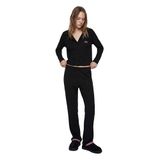 Uzun Kollu Viskon Karışımlı Örme Nakışlı Yılbaşı Pijama Takımı